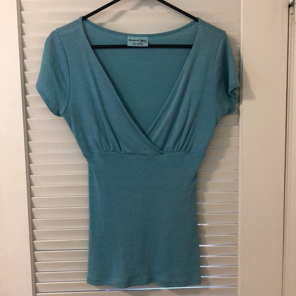 Michael Stars Wrap Turquoise Top